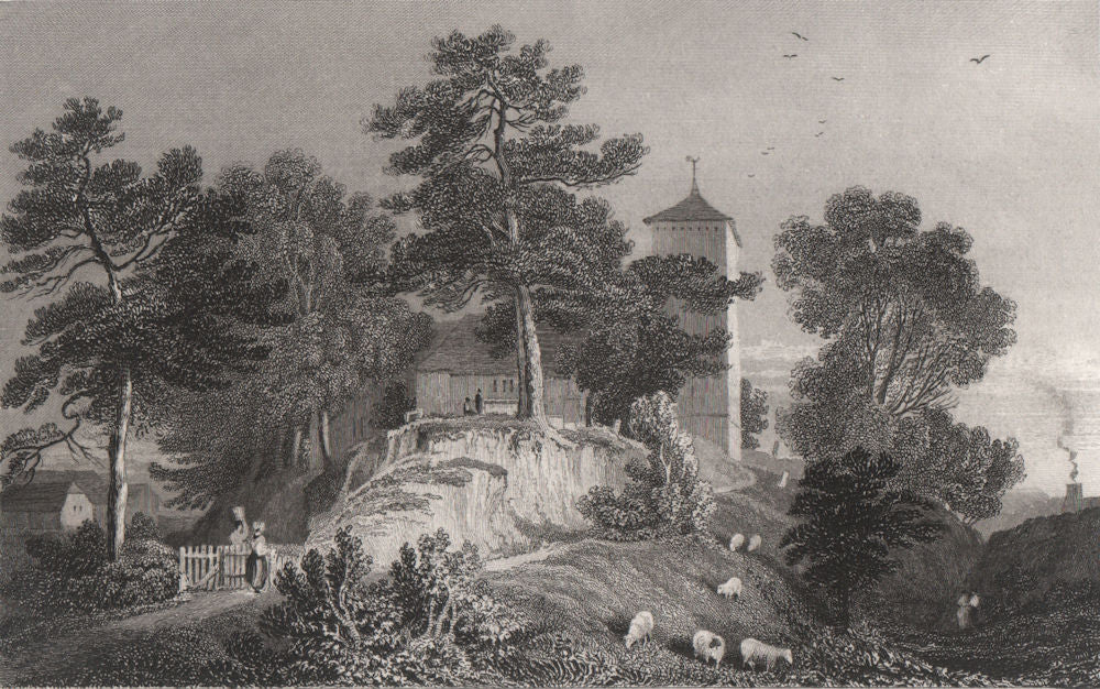 Hay-on-Wye Church, Brecknockshire, Wales, by Henry Gastineau 1835 old print